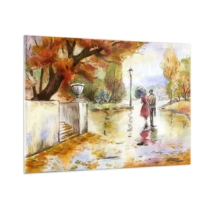 Tablou pe sticlă - Toamnă romantică în parc - 100x70 cm