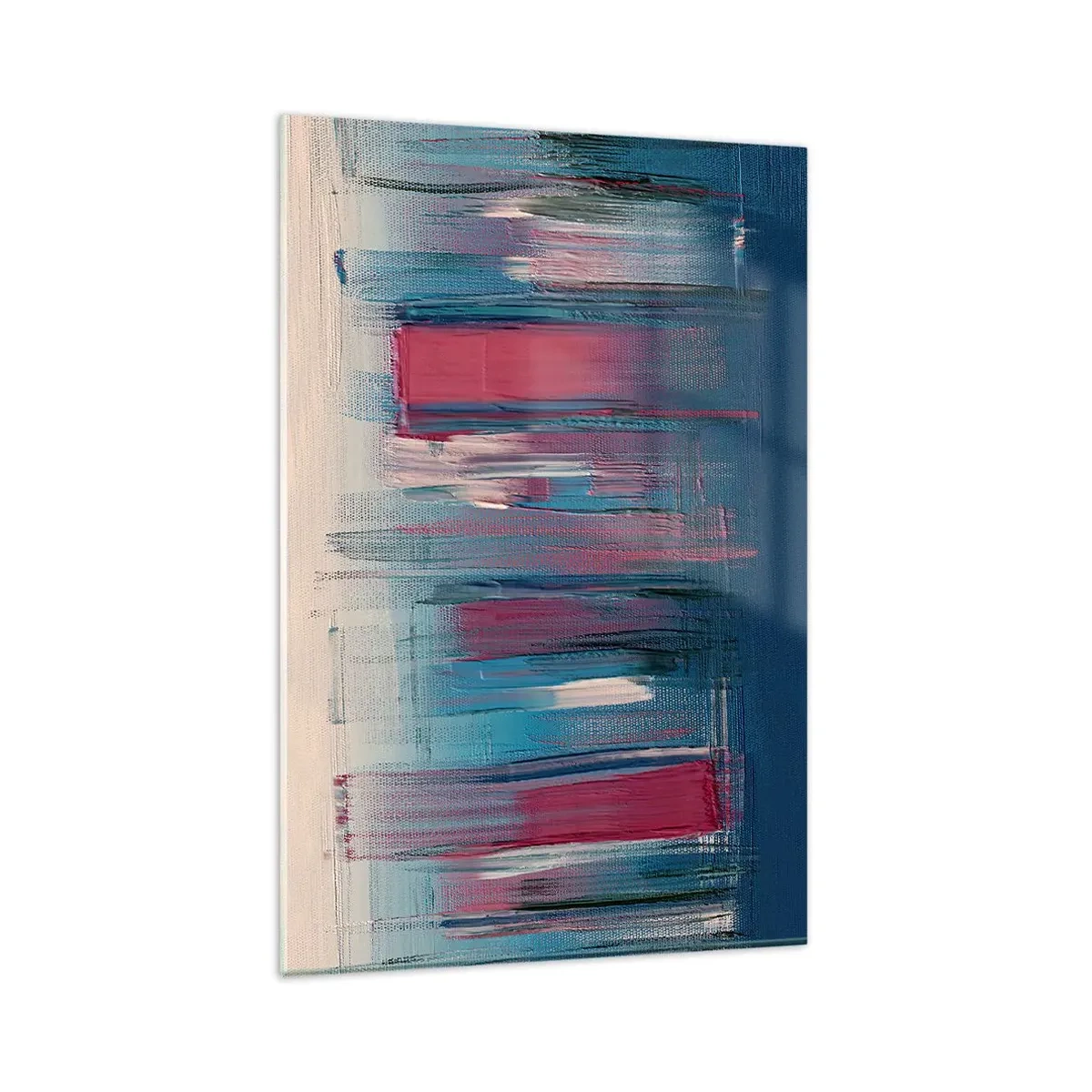 Tablou pe sticlă - Compoziție verticală în albastru și roșu - 80x120 cm