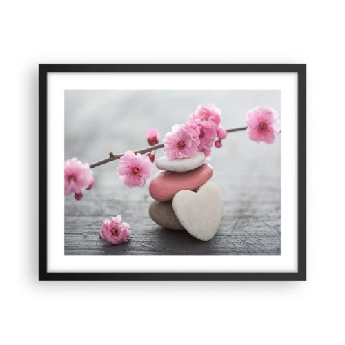 Poster în ramă neagră - Fericirea florilor de cireș - 50x40 cm