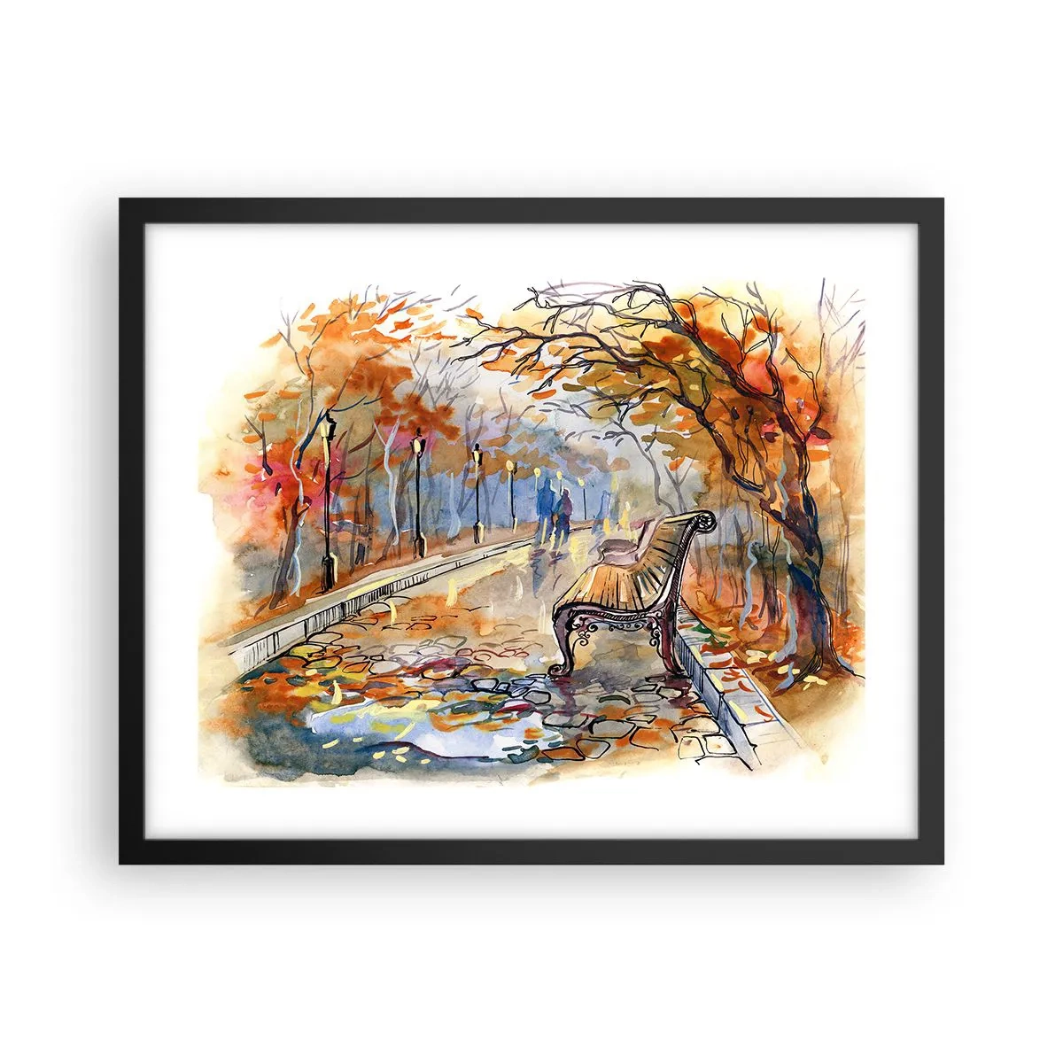 Poster în ramă neagră - Pășim împreună în toamnă - 50x40 cm