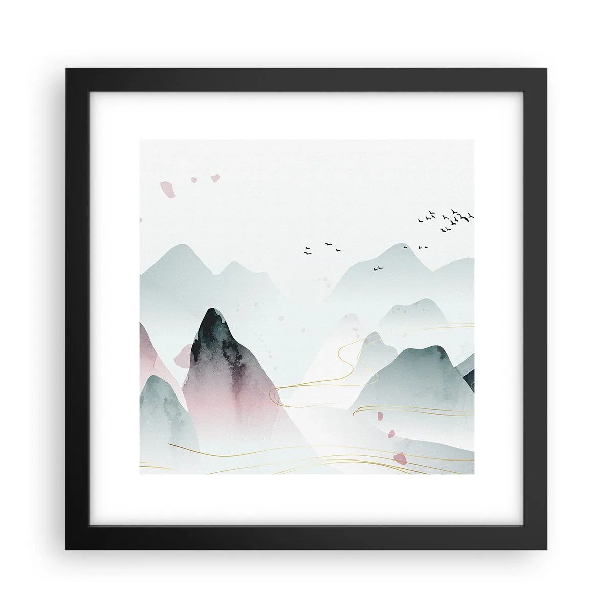 Poster în ramă neagră - Peste vârfuri - 30x30 cm
