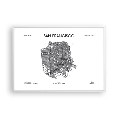 Poster în ramă albă - Anatomia San Francisco - 100x70 cm