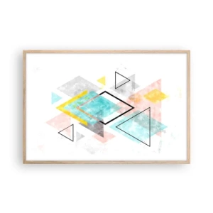 Poster în ramă de stejar deschis - Joc geometric - 91x61 cm