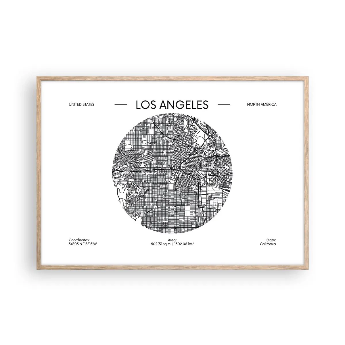 Poster în ramă de stejar deschis - Anatomia Los Angeles - 100x70 cm