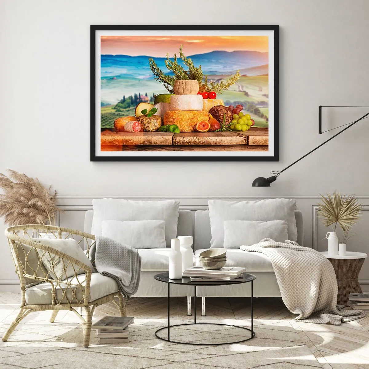 Poster în ramă neagră - Bucurie de viață în stil italian - 100x70 cm