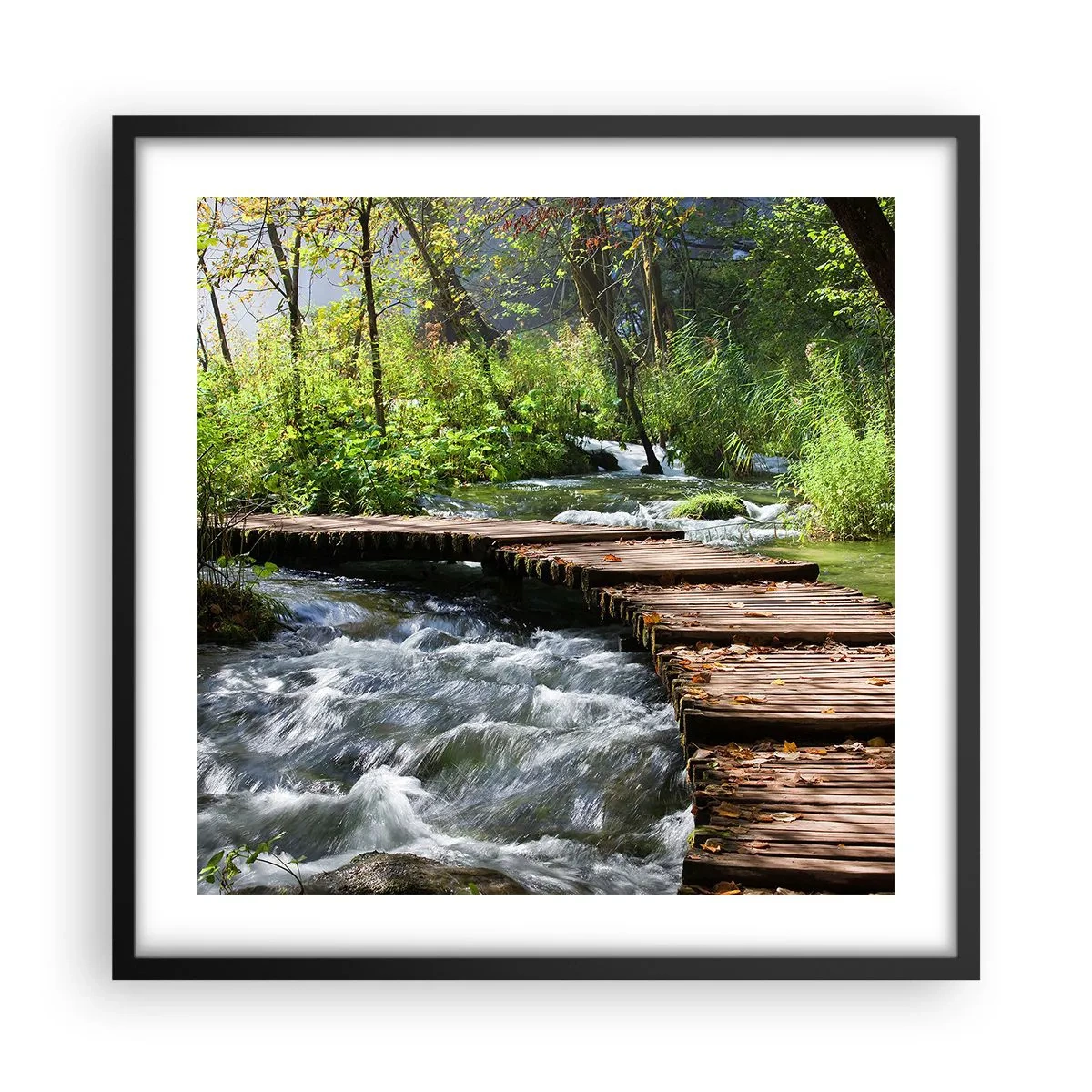 Poster în ramă neagră - Cascadă spumoasă - 50x50 cm