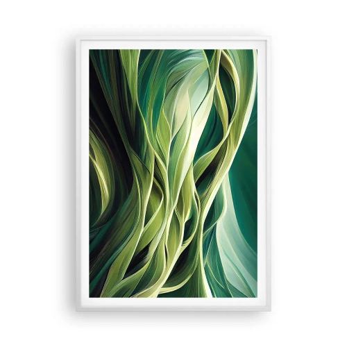Poster în ramă albă - Un joc abstract de verde - 70x100 cm