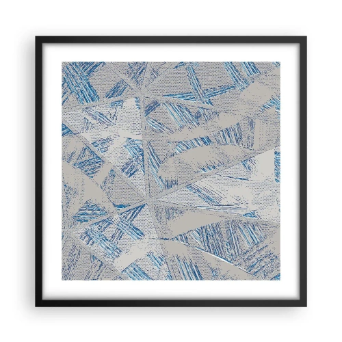 Poster în ramă neagră - Într-un labirint de gri-albastru - 50x50 cm