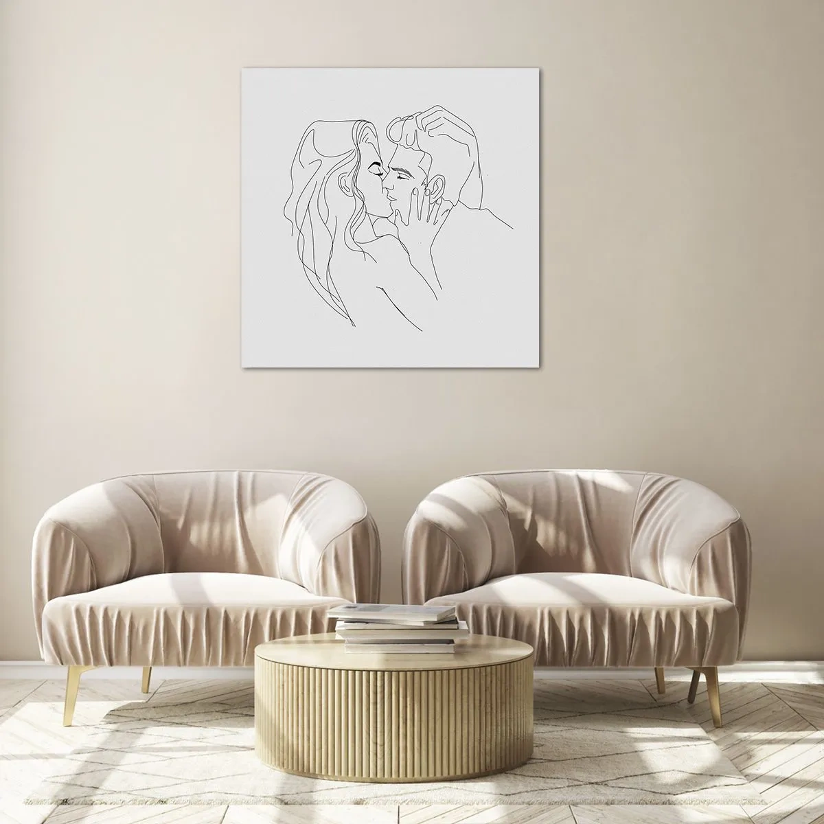 Tablou pe sticlă - Cu aceeași linie - 40x40 cm