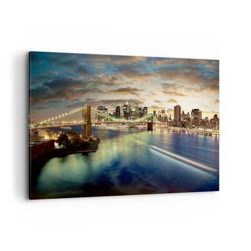 Tablou pe pânză - O seară luminată deasupra Manhattan-ului - 100x70 cm