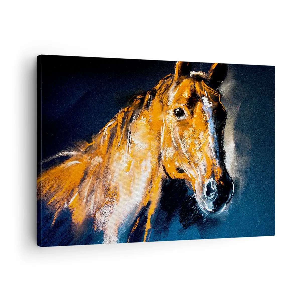 Tablou pe pânză Canvas - Portretul unui cal într-un stil dinamic, pictural - 70x50cm - Și ce, te duci? - Decorațiune modernă pentru perete pentru living și dormitor ARTTOR