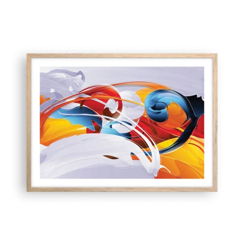 Poster în ramă de stejar deschis - Dansul elementelor - 70x50 cm