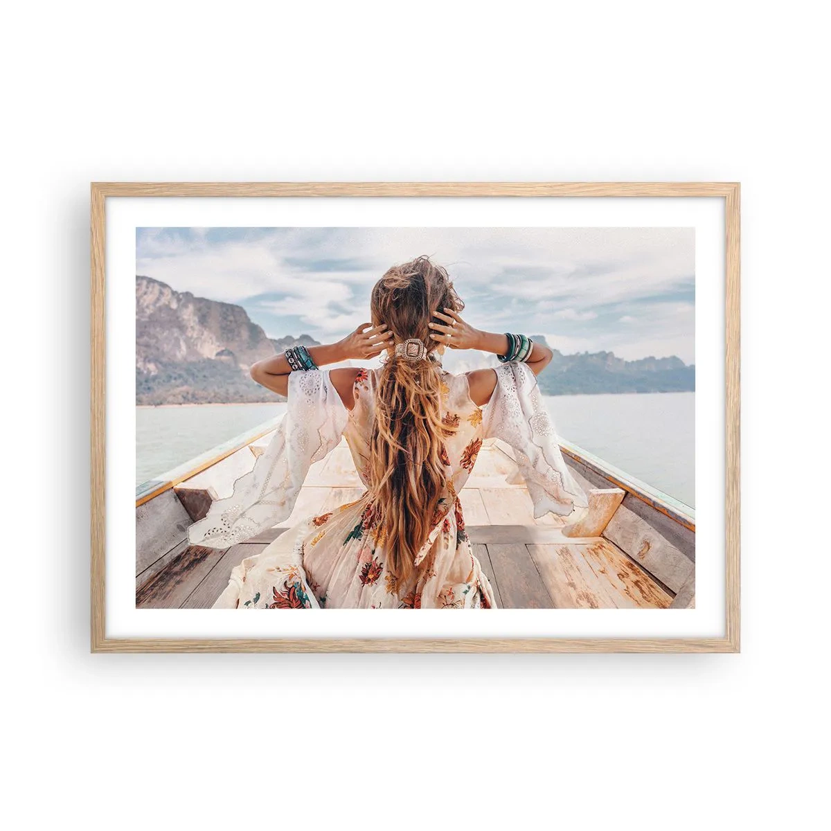 Poster în ramă de stejar deschis - Pe drumul spre fericire - 70x50 cm