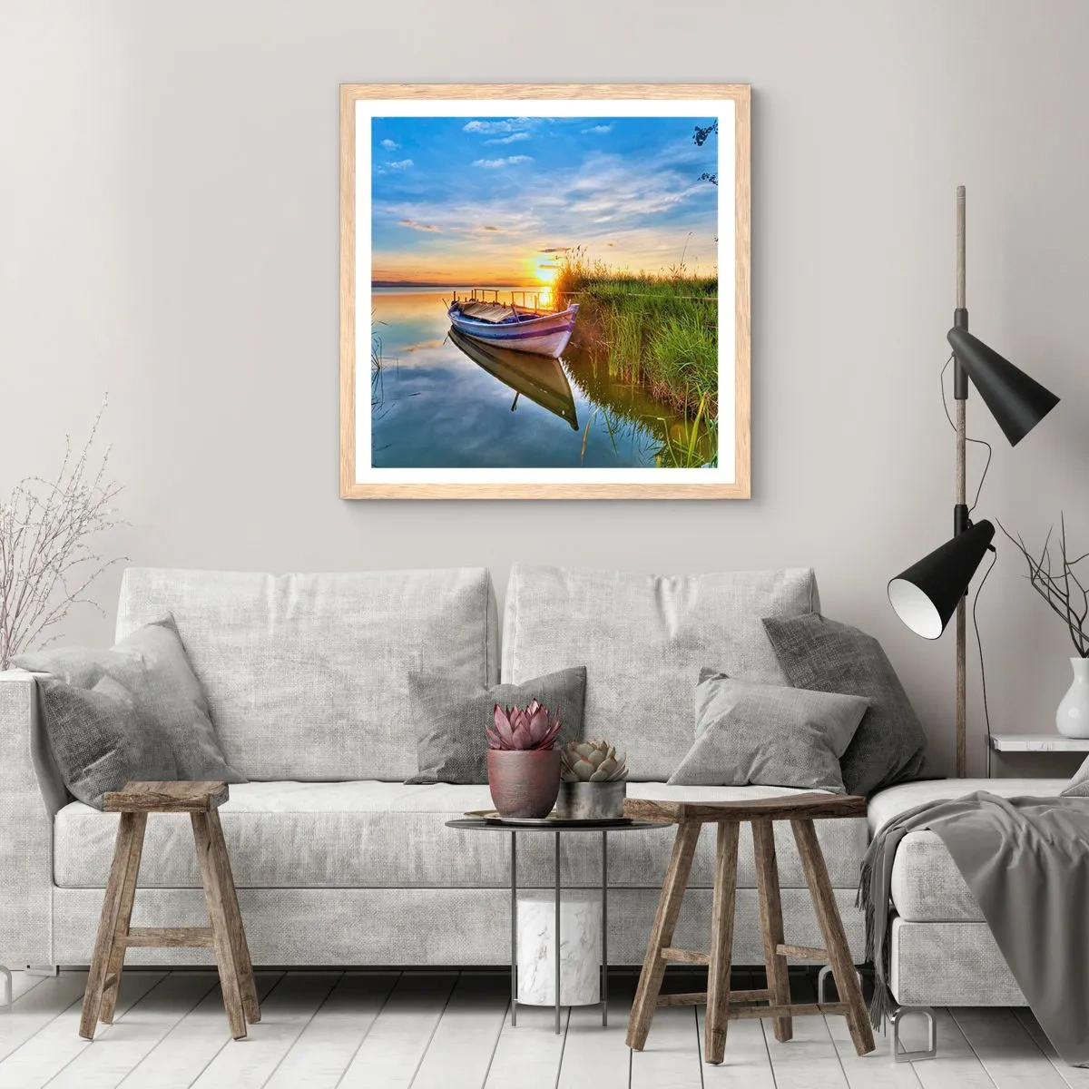 Poster în ramă de stejar deschis - Golfulețul viselor împlinite - 50x50 cm