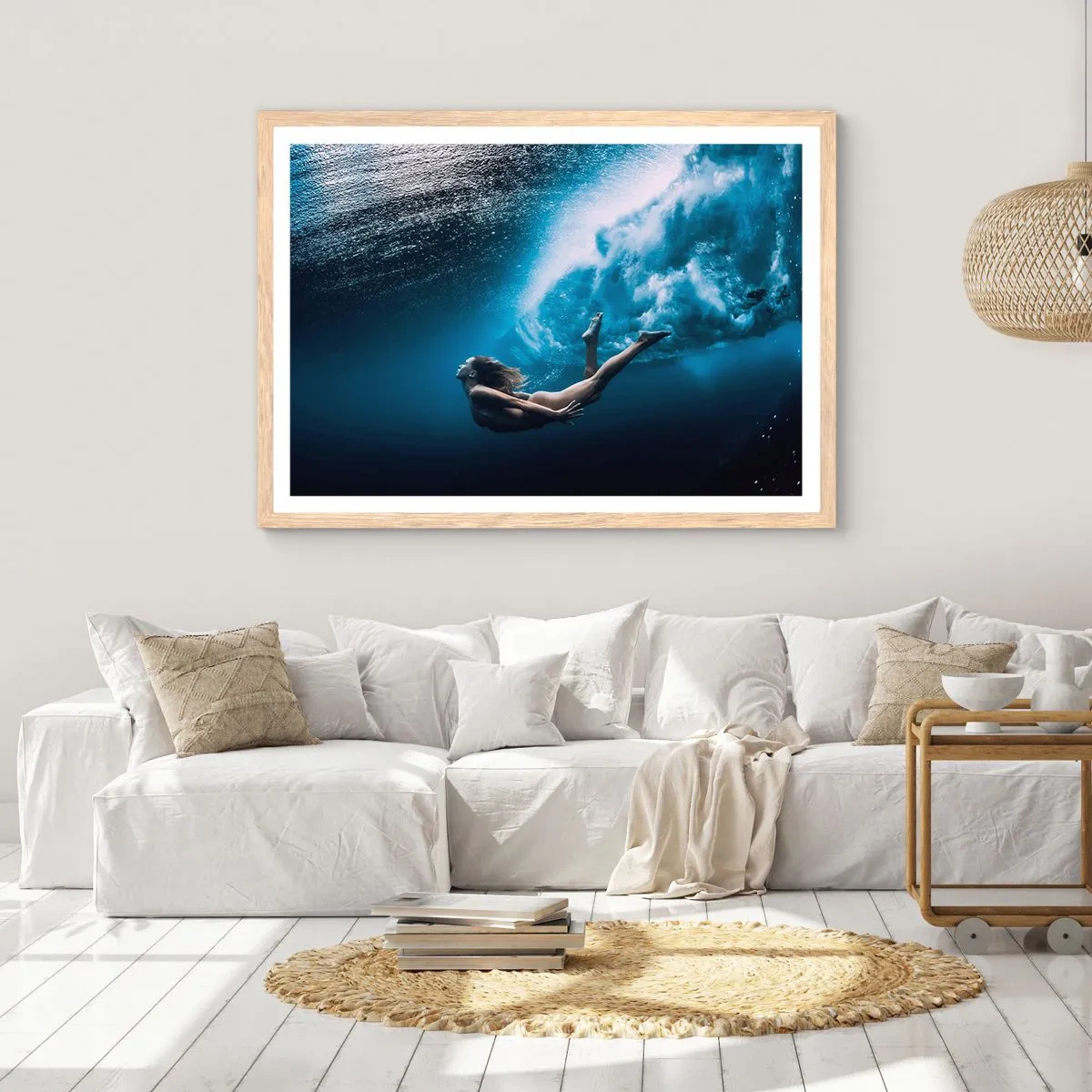 Poster în ramă de stejar deschis - Sirena modernă - 40x30 cm
