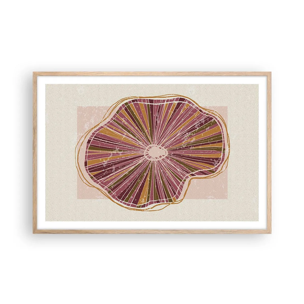 Poster în ramă de stejar deschis - Abstracția radială - 91x61 cm