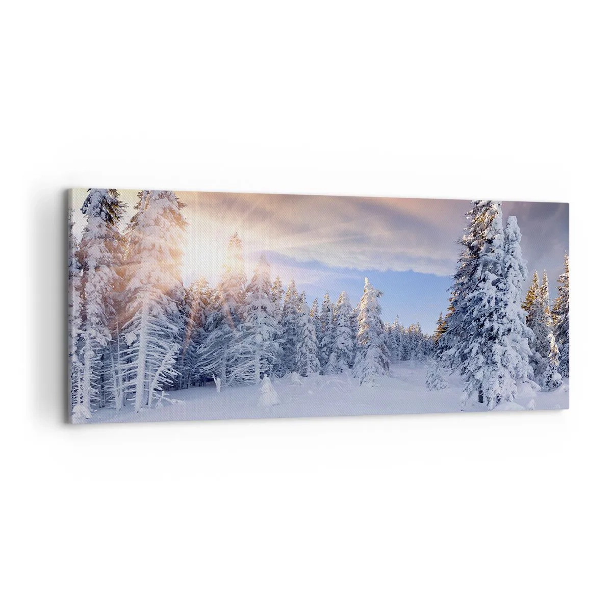 Tablou pe pânză - Spectacolul naturii înzăpezite - 100x40 cm