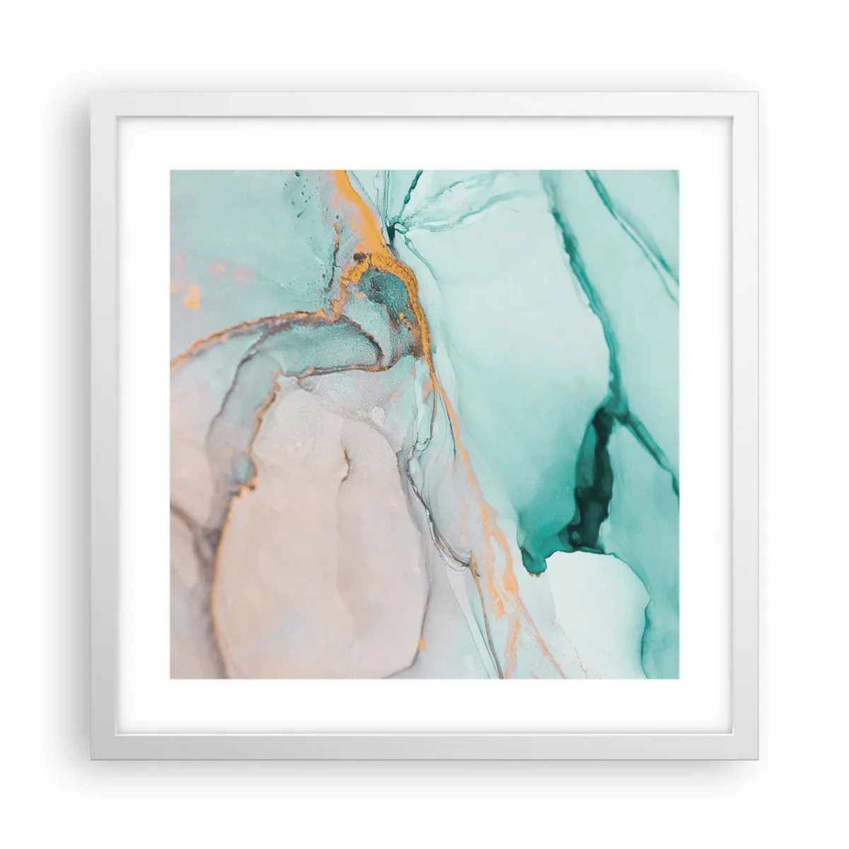 Poster în ramă albă - Dansul formelor și al culorilor - 40x40 cm