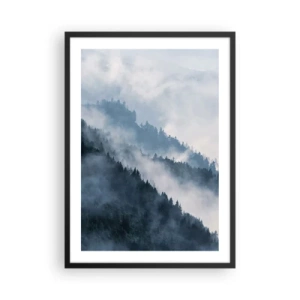Poster în ramă neagră - Munți încețoșați acoperiți de pădure - 50x70cm - Misticul munților - Decorațiune modernă pentru perete pentru living și dormitor ARTTOR