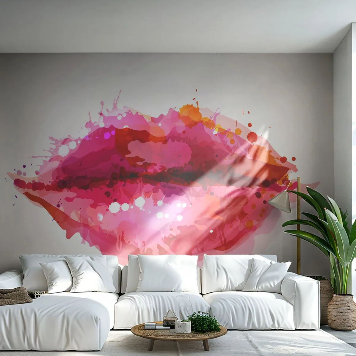 Tapet Standard Eco - O nuanță mai roșie de roșu - Abstracția, buze rosii, Bucată - 200x140 cm