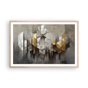 Poster în ramă de stejar deschis - Compoziție de gheață și lumină - 91x61 cm