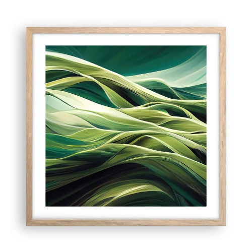 Poster în ramă de stejar deschis - Un joc abstract de verde - 50x50 cm