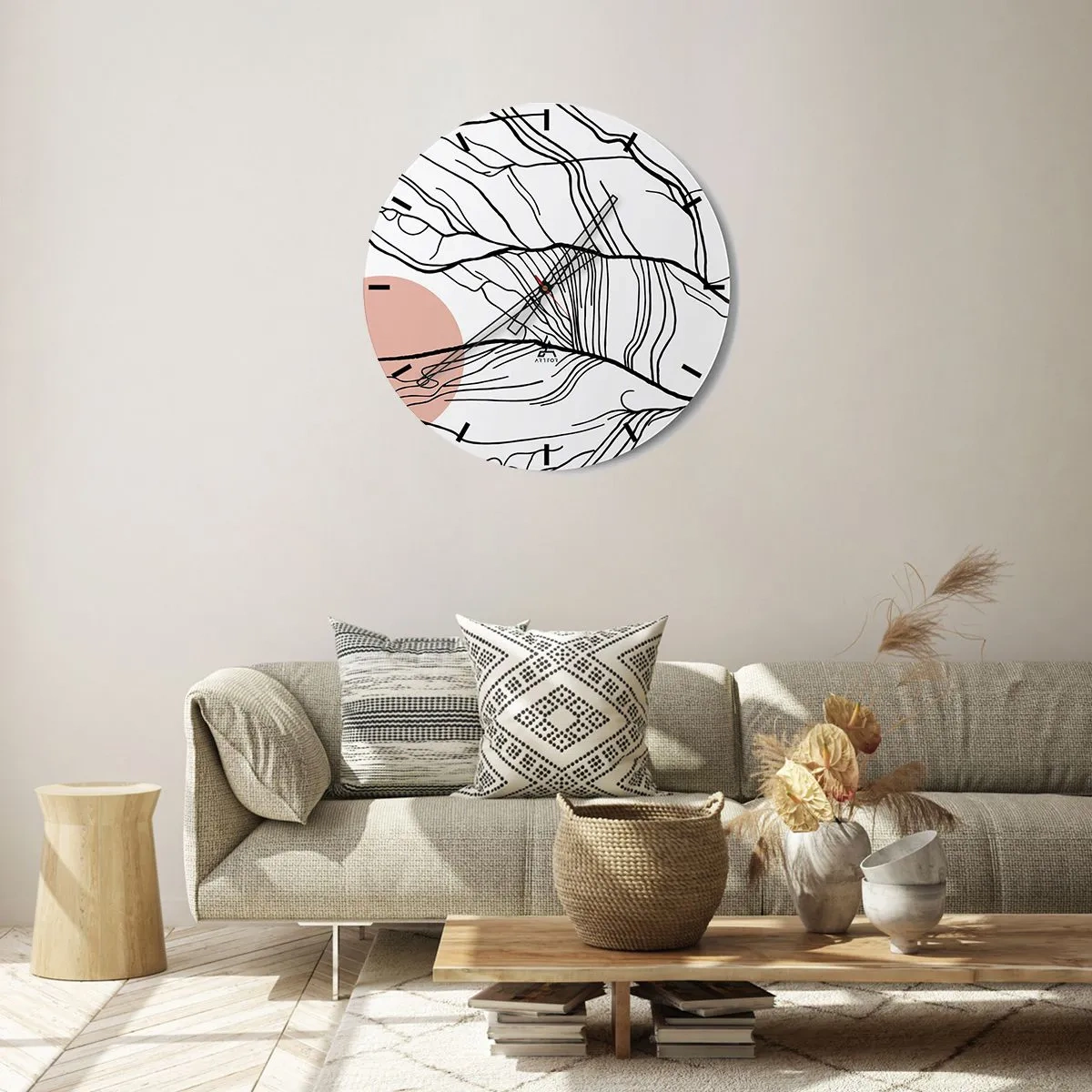 Ceas de perete - Ceas pe sticlă - Într-o rețea de crengi - 40x40 cm