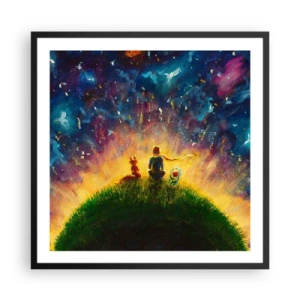 Poster în ramă neagră - Dragoste și prietenie - întreaga lume - 60x60 cm