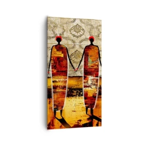Tablou pe pânză - Compoziție etnică în culorile Africii - 65x120 cm