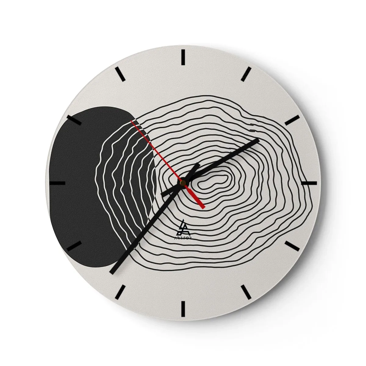 Ceas de perete - Ceas pe sticlă - Linii abstracte care formează modele concentrice pe un fundal deschis. - 30x30cm - Persistență și vibrațiile - Decorațiune modernă pentru perete pentru living, bucătărie și dormitor ARTTOR