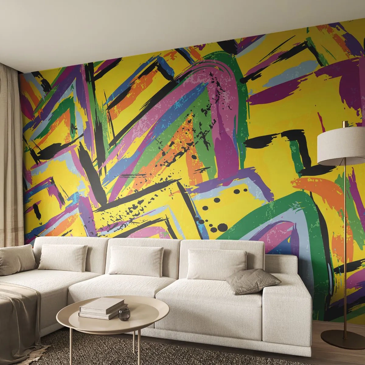 Tapet Autoadeziv Deluxe Sticker - Strigă de bucurie - Abstracția, Bucată, Pictura - 250x175 cm