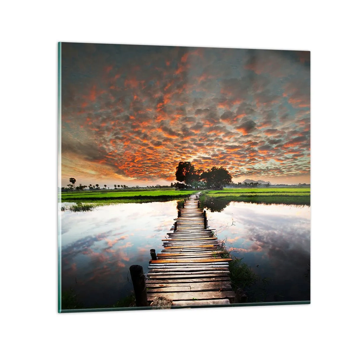 Tablou pe sticlă - Întindeți brațele - respirați  - 40x40 cm