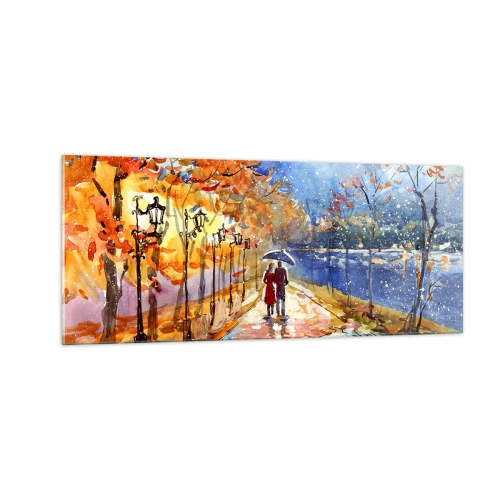 Tablou pe sticlă - Împreună până la limita de timp - 100x40 cm