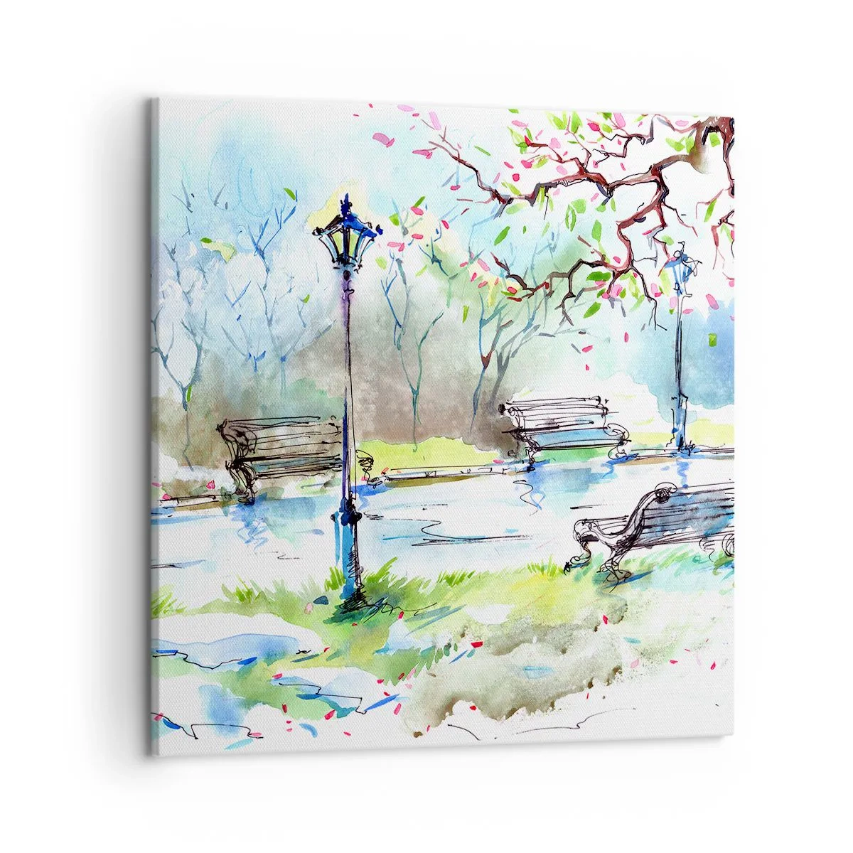 Tablou pe pânză - Magia liniștii din parc - 50x50 cm