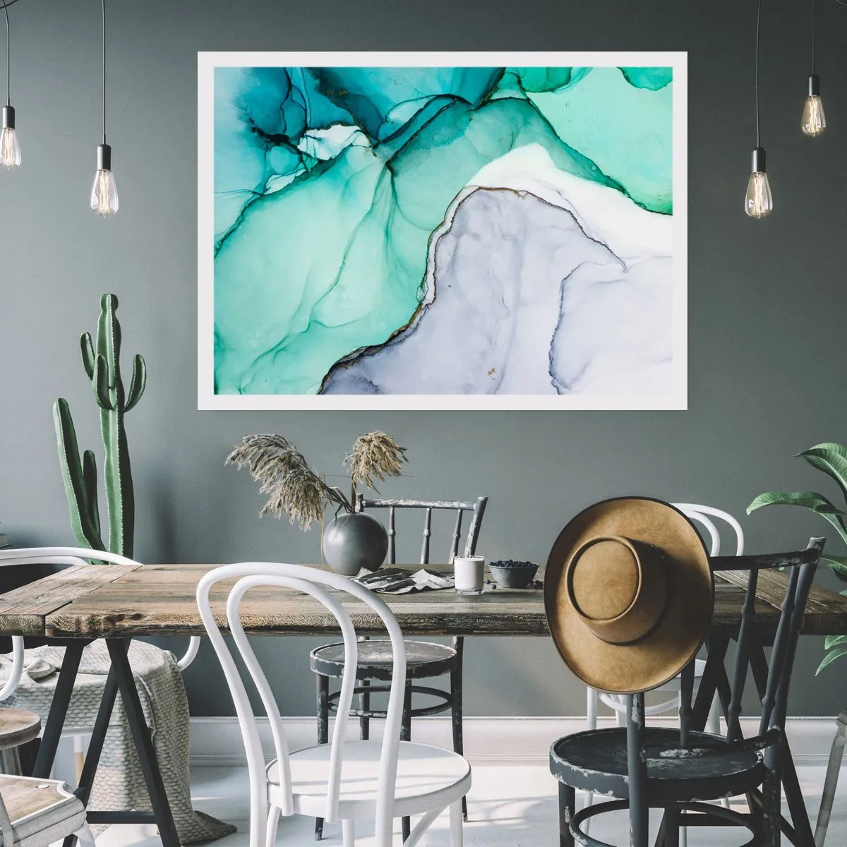 Poster - Studiu în turcoaz - 100x70 cm