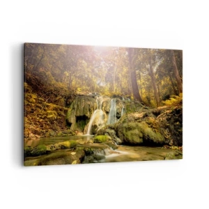 Tablou pe pânză - Cascada de pădure în verde - 100x70 cm
