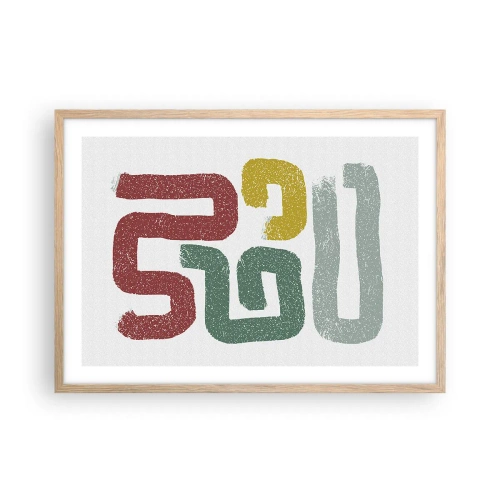 Poster în ramă de stejar deschis - Într-o limbă necunoscută - 70x50 cm