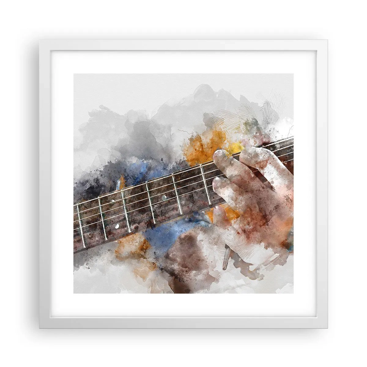 Poster în ramă albă - Poezie între corzi - 40x40 cm