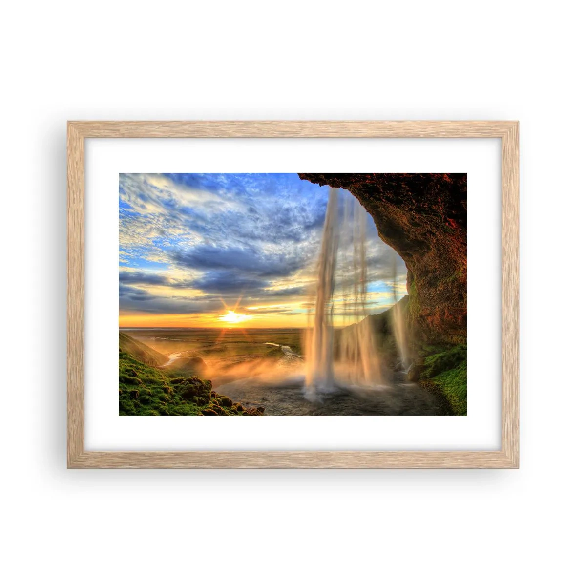 Poster în ramă de stejar deschis - Lumea din spatele vălului de picături - 40x30 cm