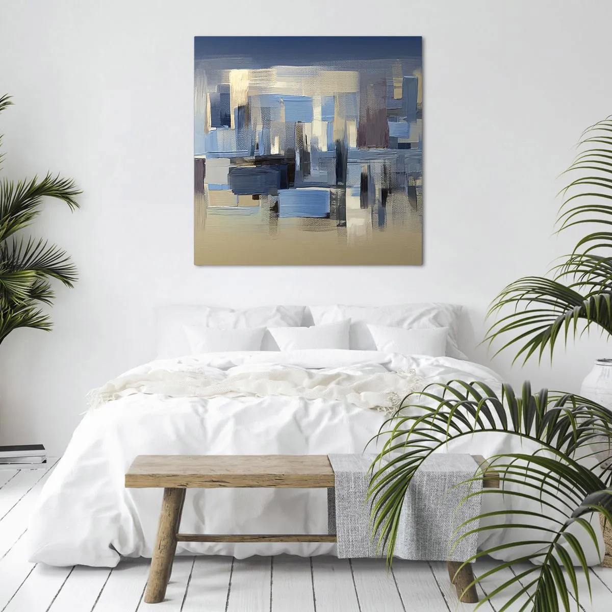 Tablou pe pânză - Construcție albastră - 70x70 cm