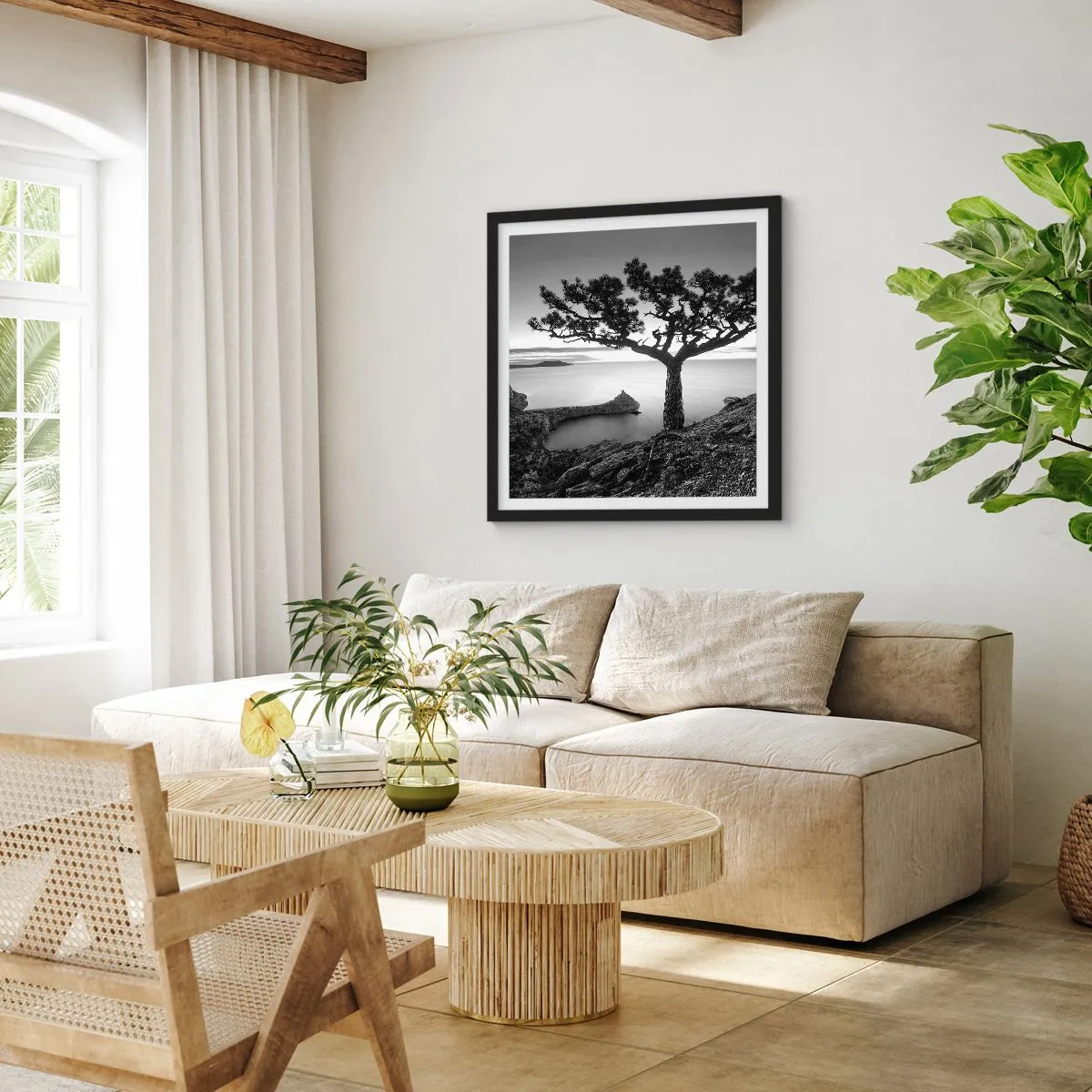 Poster în ramă neagră - Liniște până la orizont - 30x30 cm