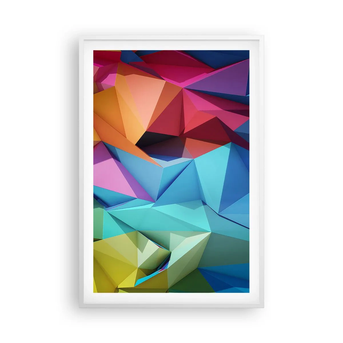 Poster în ramă albă - Origami de curcubeu - 61x91 cm