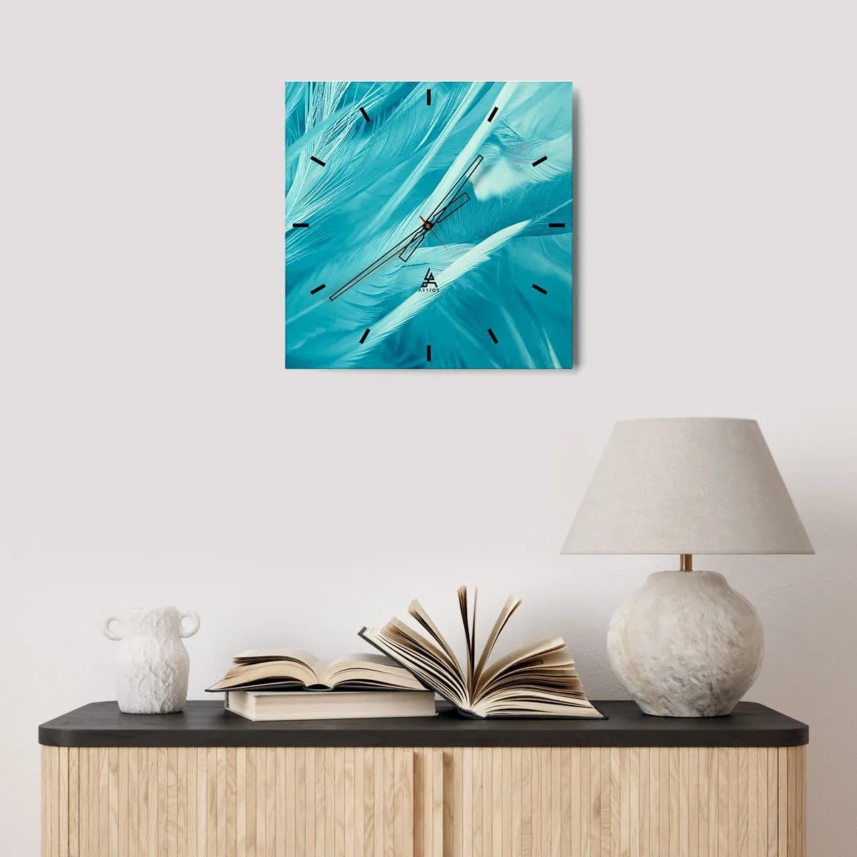 Ceas de perete - Ceas pe sticlă - Înecându-se în puf - 40x40 cm