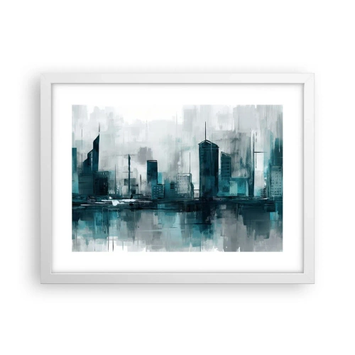 Poster în ramă albă - Un oraș de culoarea ploii - 40x30 cm