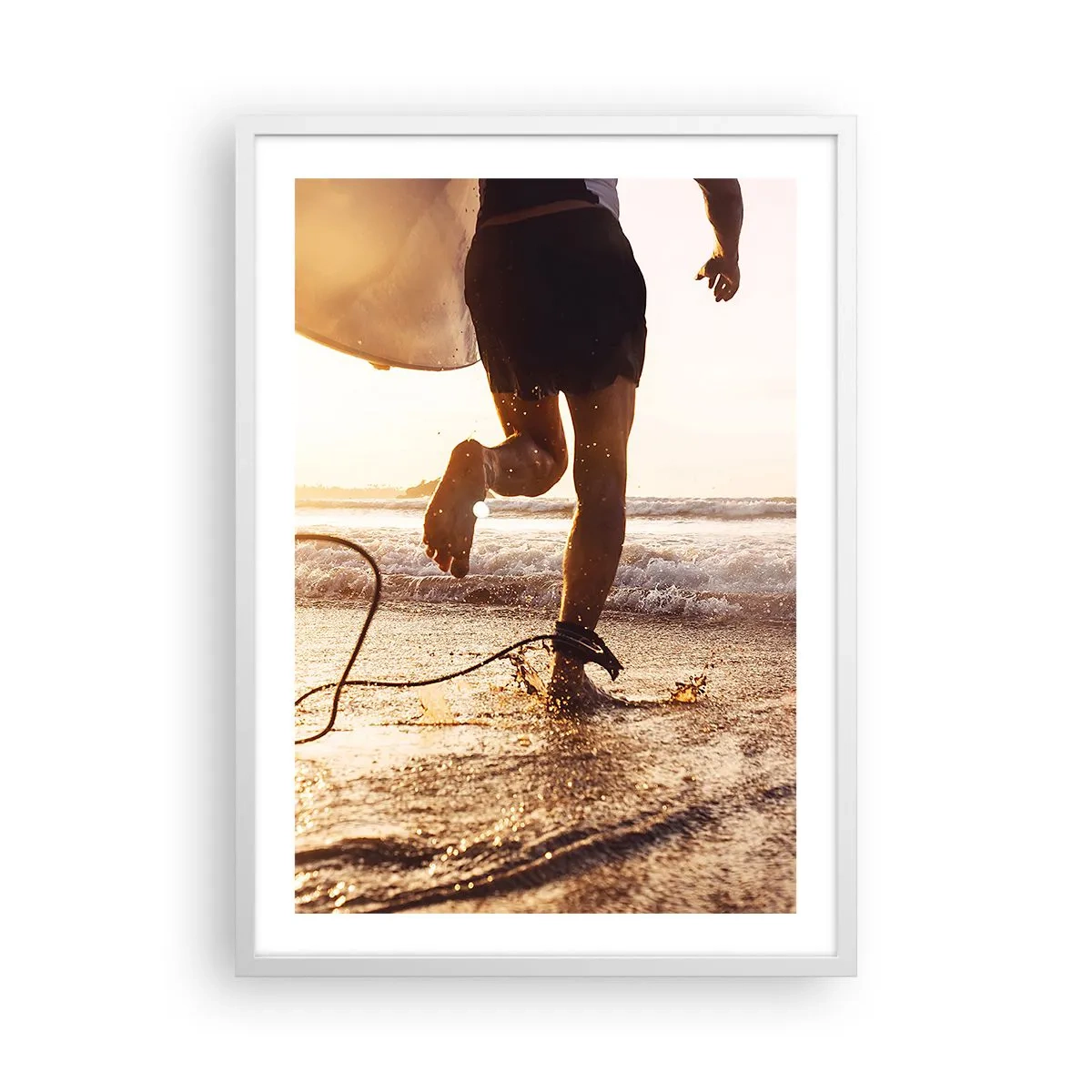 Poster în ramă albă - Pentru a întâmpina valul - 50x70 cm