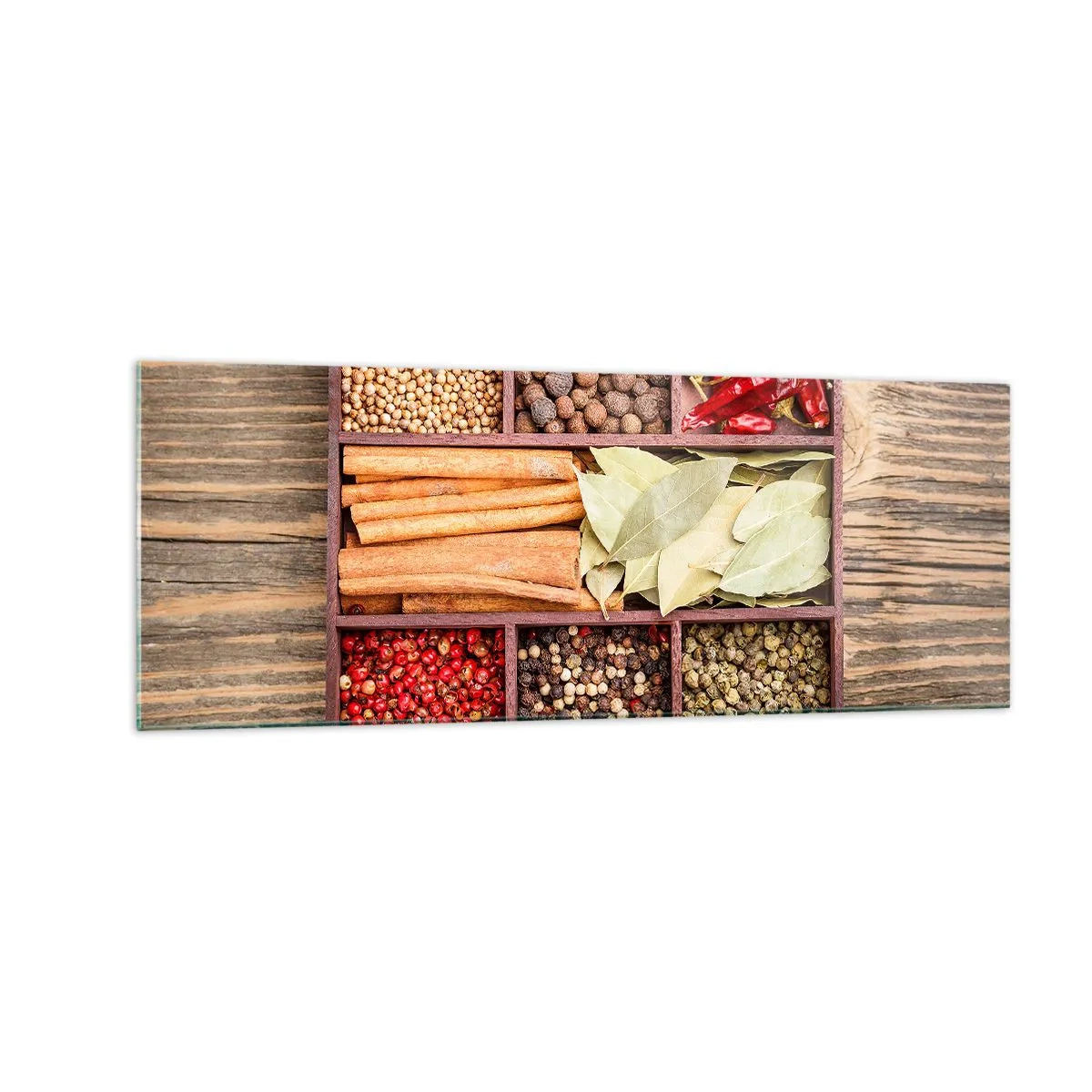 Tablou pe sticlă - Ordine de forme, buchet de arome - 140x50 cm