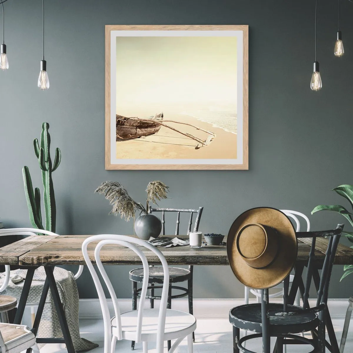 Poster în ramă de stejar deschis - O amintire din Mările Sudului - 60x60 cm
