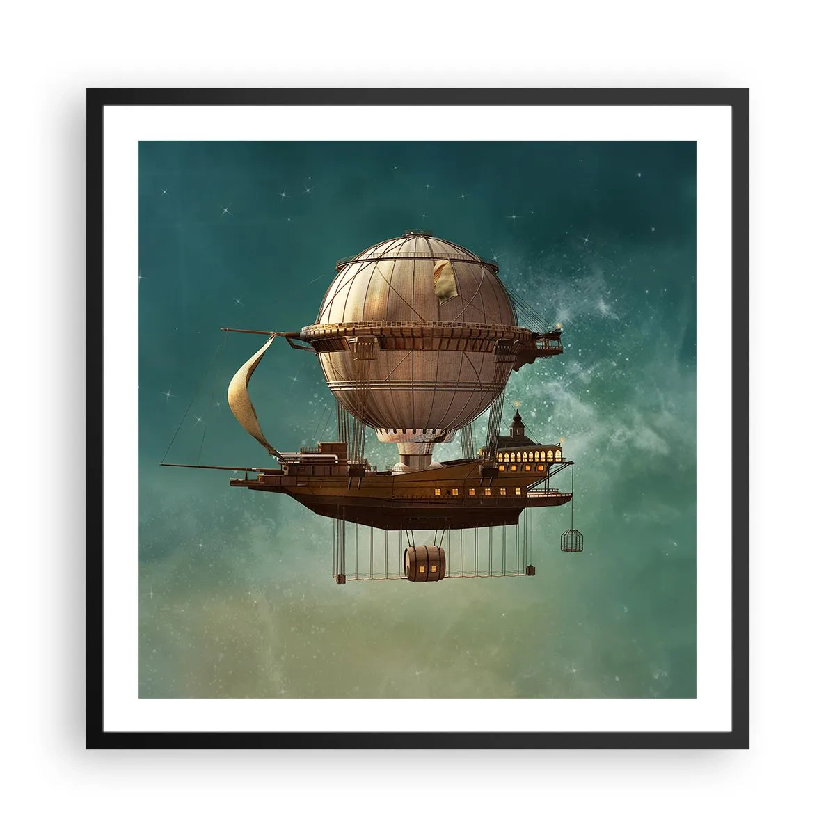 Poster în ramă neagră - Jules Verne vă transmite salutări - 60x60 cm