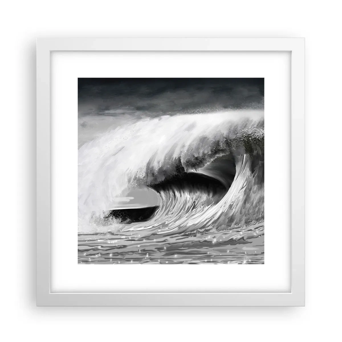 Poster în ramă albă - Mânia oceanului - 30x30 cm