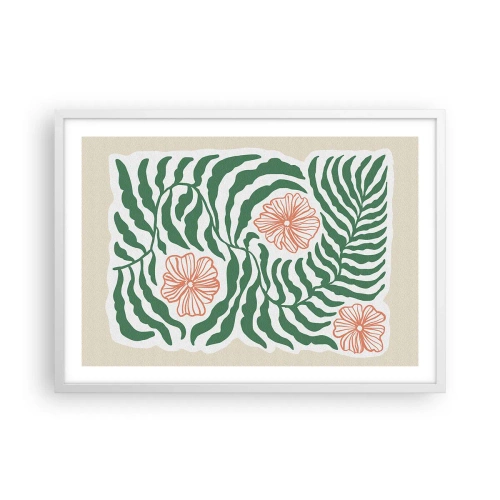 Poster în ramă albă - Înflorite în verde - 70x50 cm